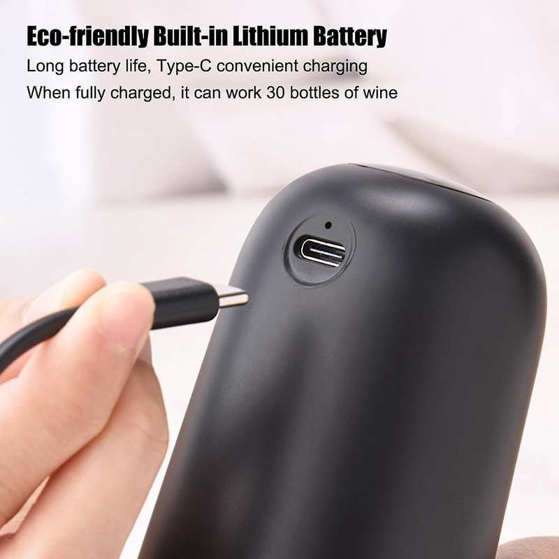 Electric Wine Pourer, Rechargeable Wine Aerator with 2 Wine Stoppers, Portable 1-button Automatic Wi