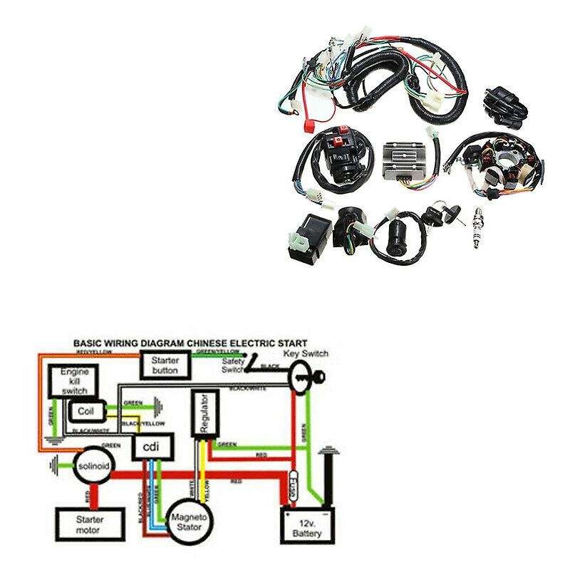 Electric Wiring Harness Wire Loom Cdi Stator Kit for 150Cc 200Cc 250Cc Atv Quad