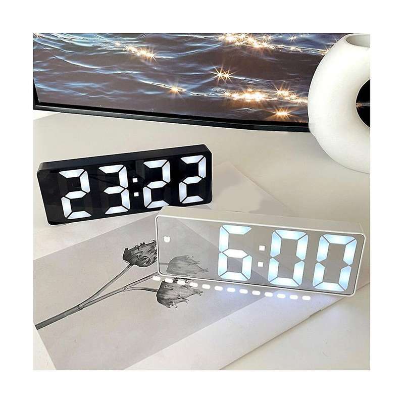 Electronic Alarm Clock Mirror Clock Bedroom Digital Alarm Clock Mirror Led Voice Control Alarm Cloc
