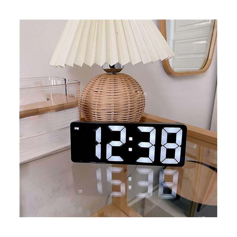 Electronic Alarm Clock Mirror Clock Bedroom Digital Alarm Clock Mirror Led Voice Control Alarm Cloc