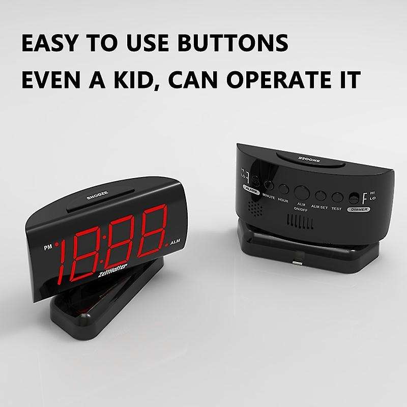 Electronic Alarm Clock with 1.8-Inch Display 90 Degree Rotatable Base,Brightness/Volume Adjustment F