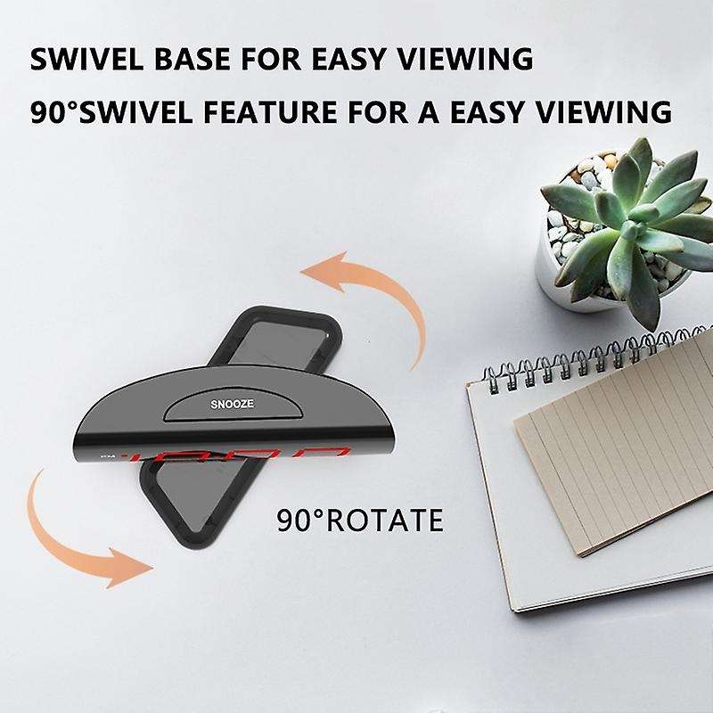 Electronic Alarm Clock with 1.8-Inch Display 90 Degree Rotatable Base,Brightness/Volume Adjustment F