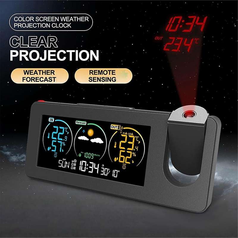 Electronic Projection Weather Station Thermometer Outdoor/indoor Weather Forecast Temperature and Hu
