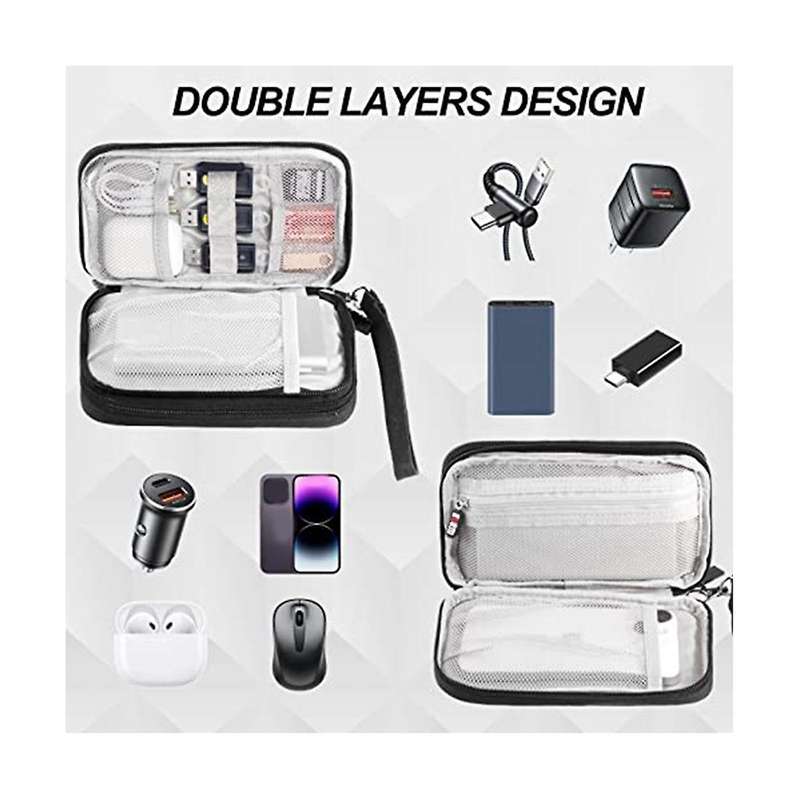 Electronics Organizer,travel Cord Organizer Bag,water Resistant Double Layers Pouch Carry Case For