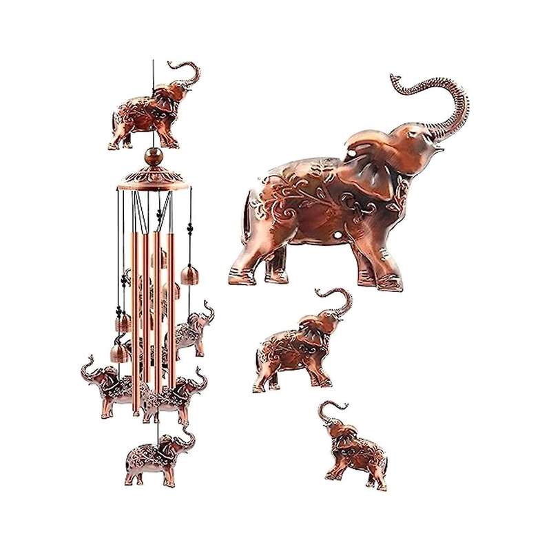 Elephant Chimes for Elephant Windchimes Decoration Garden Decor,4 Aluminum Tube Windchime with S Hoo