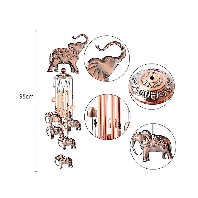 Elephant Chimes for Elephant Windchimes Decoration Garden Decor,4 Aluminum Tube Windchime with S Hoo