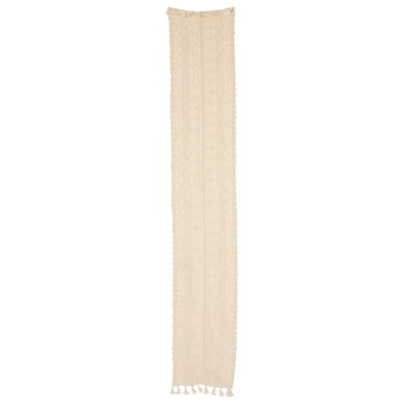Elegant Cream Crochet Lace Macrame Table Runner with Tassels for Rustic Chic Wedding Reception Tabl