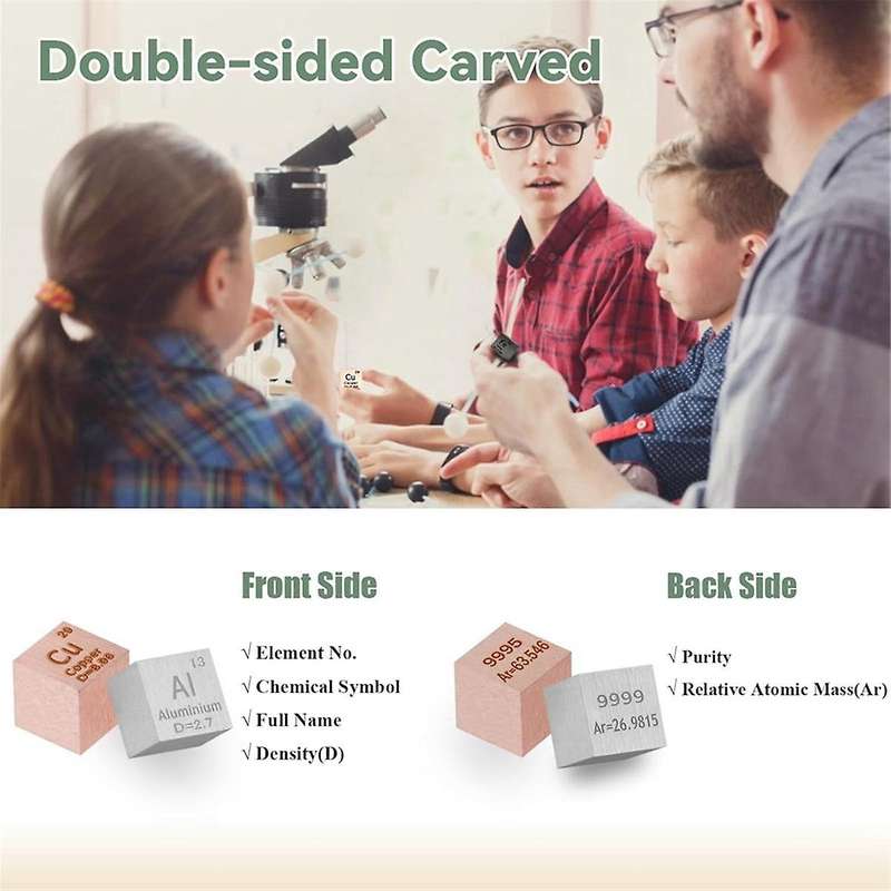 Elements Square Set 9pcs 0.39 Inch Density Square 10mm Up to 99.99% Purity for Periodic Table Teach