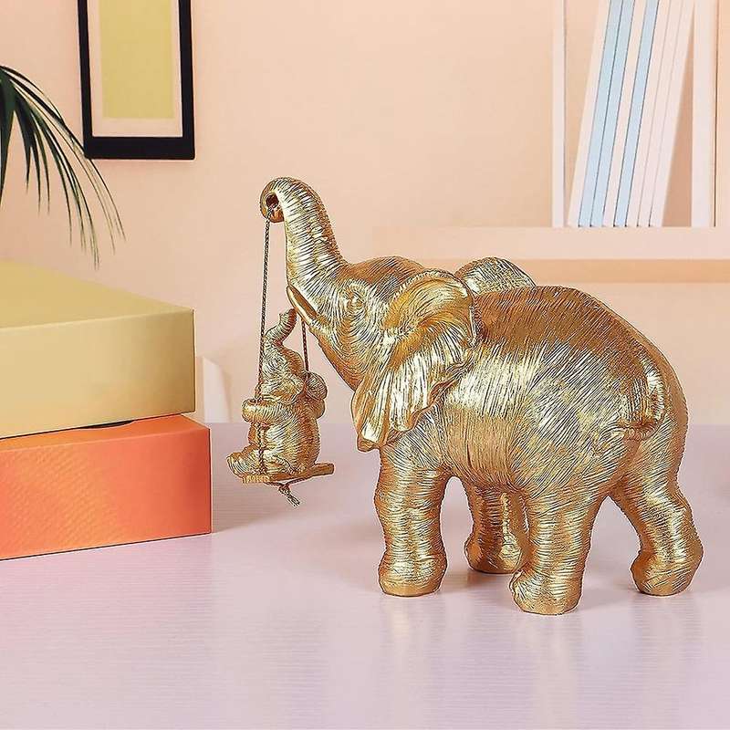 Elephant Statue. Gold Elephant Decor Brings Good , Health, Strength Elephant Gifts, Decorations Appl