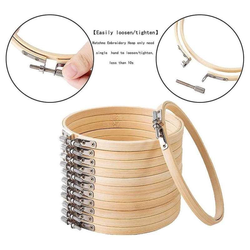 Embroidery Hoop 12PCS 11.8 Inch Supplies & Needlework Supplies Easily Loosen/Tighten Bamboo Wooden H