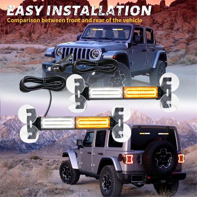Emergency Strobe Traffic Advisory Light Bar, Dashboard Warning Flasher, Construction Vehicle Windshi