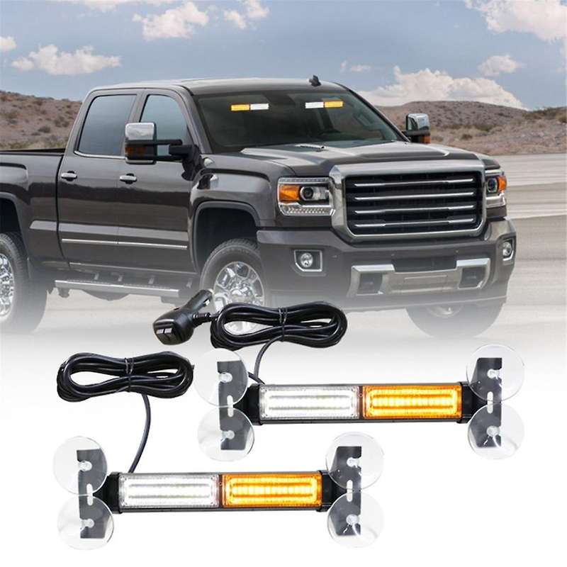Emergency Strobe Traffic Advisory Light Bar, Dashboard Warning Flasher, Construction Vehicle Windshi
