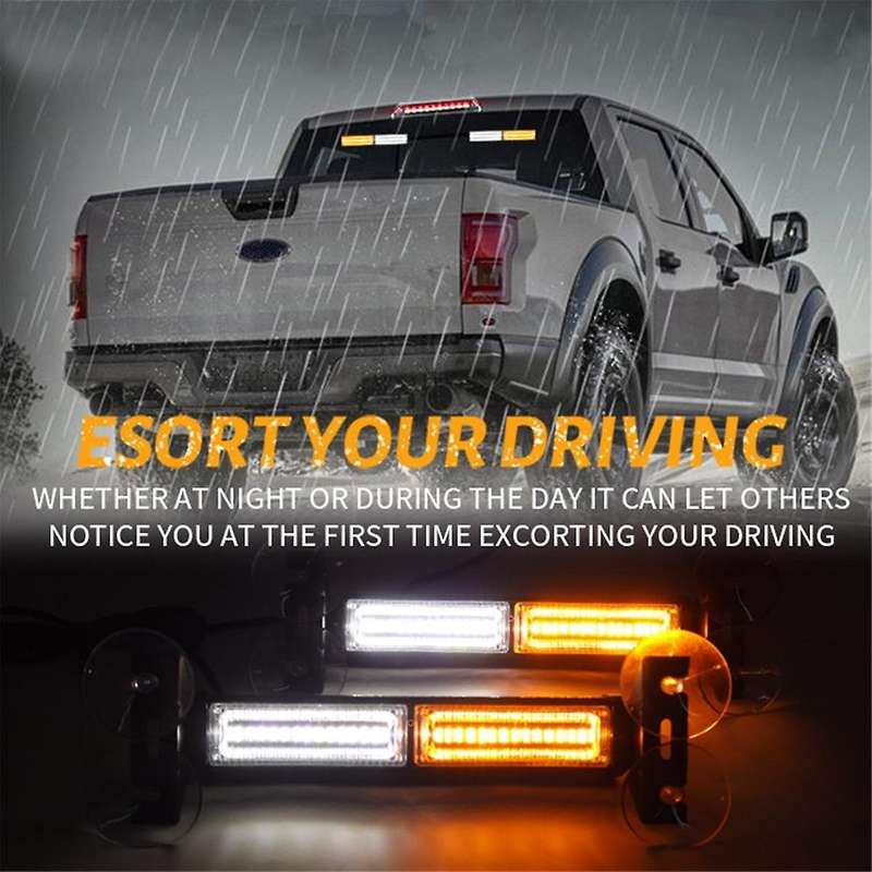 Emergency Strobe Traffic Advisory Light Bar, Dashboard Warning Flasher, Construction Vehicle Windshi