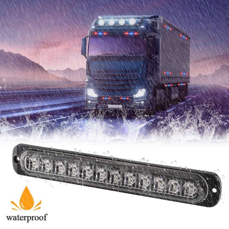 Emergency Strobe Lights Hazard Warning Lights 12 LED Red&Blue Surface Mount for Construction Vehicle
