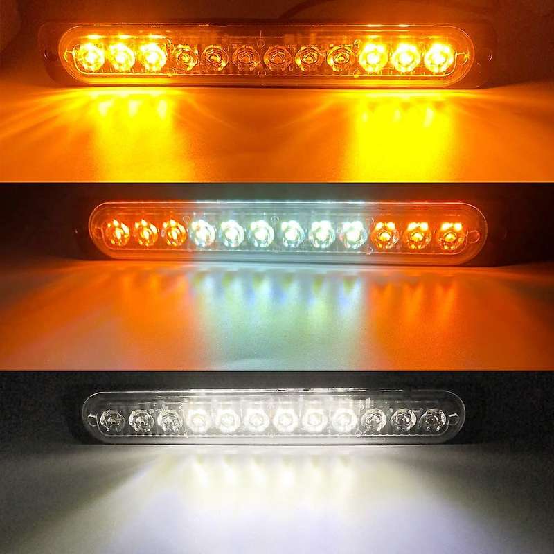 Emergency Strobe Lights Hazard Warning Lights 12 LED Yellow&White Surface Mount for Construction Veh