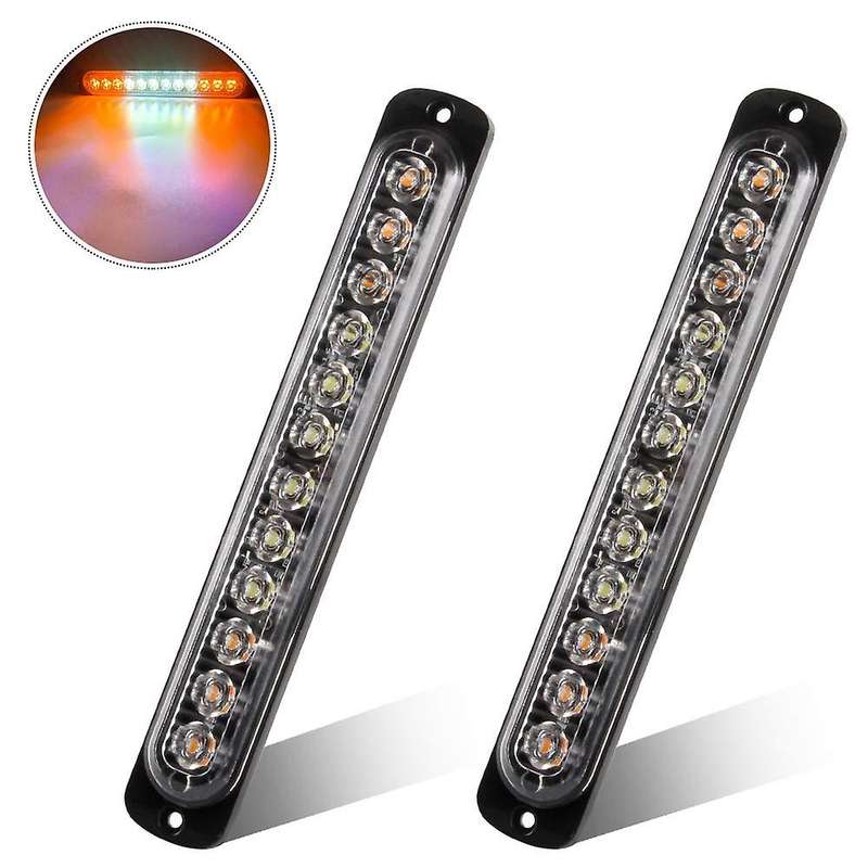Emergency Strobe Lights Hazard Warning Lights 12 LED Yellow&White Surface Mount for Construction Veh