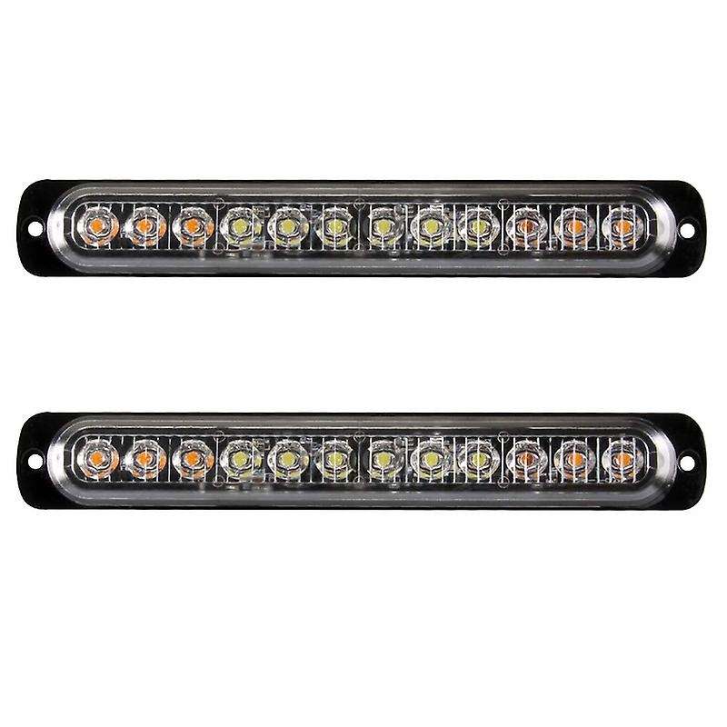 Emergency Strobe Lights Hazard Warning Lights 12 LED Yellow&White Surface Mount for Construction Veh