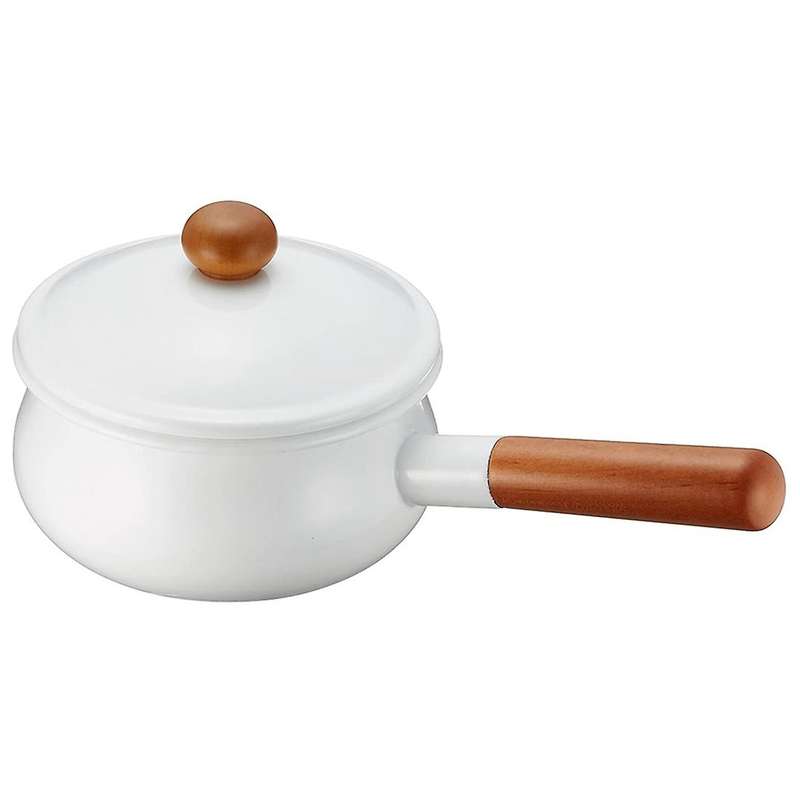 Enamel Small Milk Pot Thickened Soup Pot with Lid Enamel White Pot Soup Induction Cooker