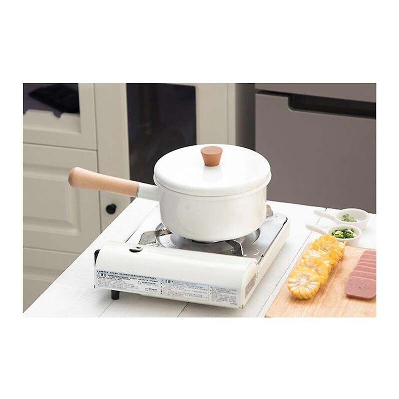 Enamel Small Milk Pot Thickened Soup Pot with Lid Enamel White Pot Soup Induction Cooker