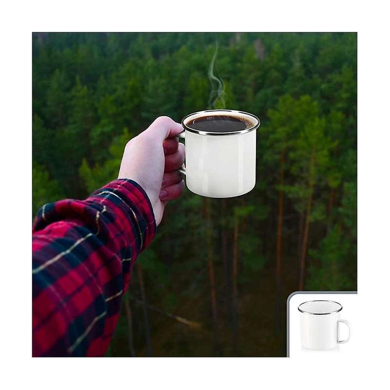 Enamel Mugs - Drinking Mugs Made Of Enamelled Stainless Steel - Tea Pot - Coffee Mug for Outdoors A