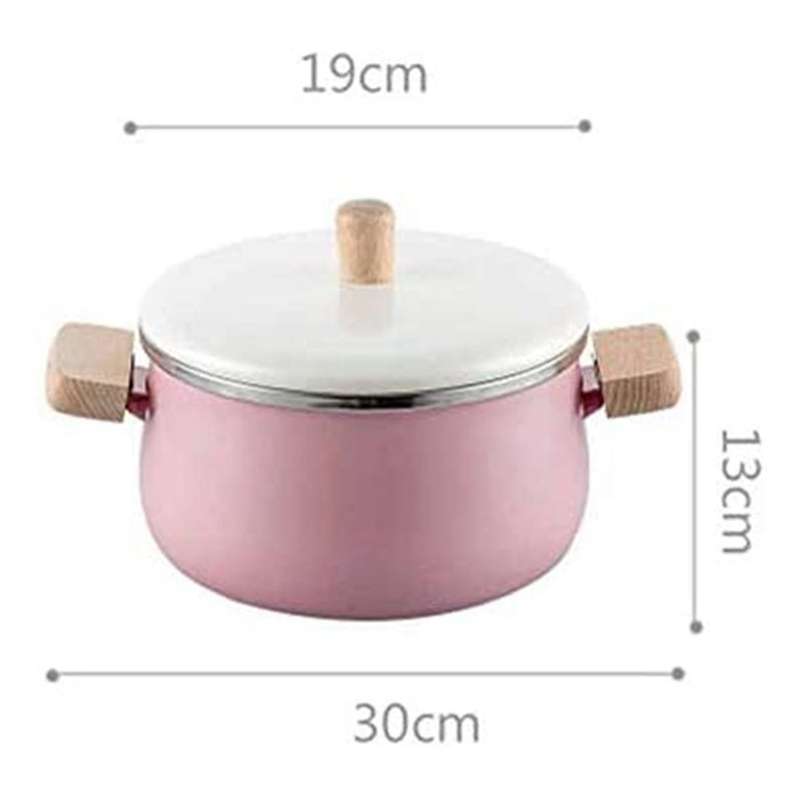 Enamel Wooden Handle Milk Pot Soup Pot Thickened Noodles Universal Household Induction Cooker Stew P