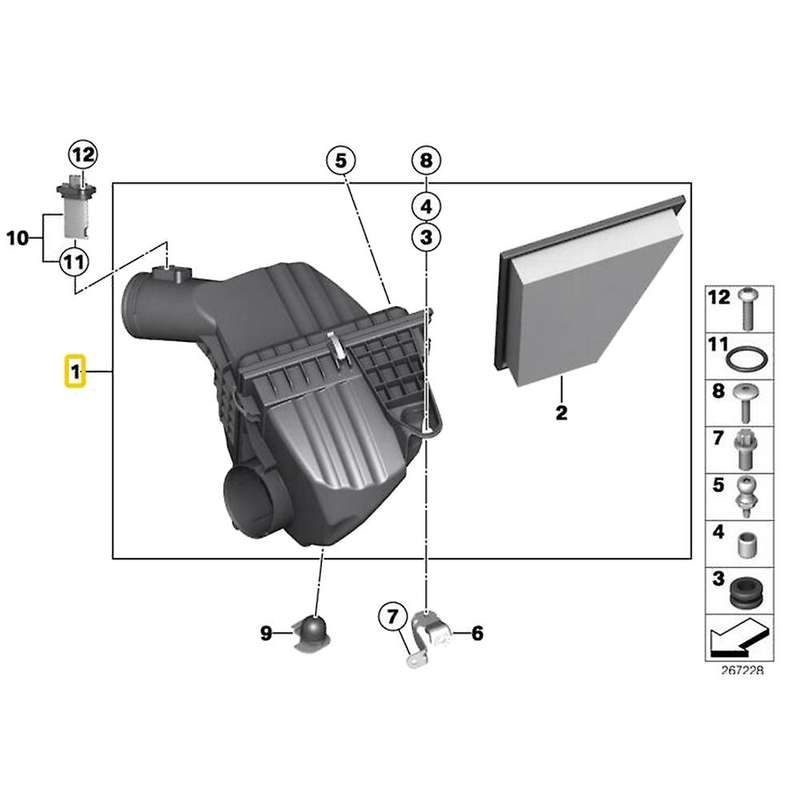 Engine Air Cleaner Box Air Intake for F07 GT F10 528IGT 520I 528I 528IX N20 13717612014