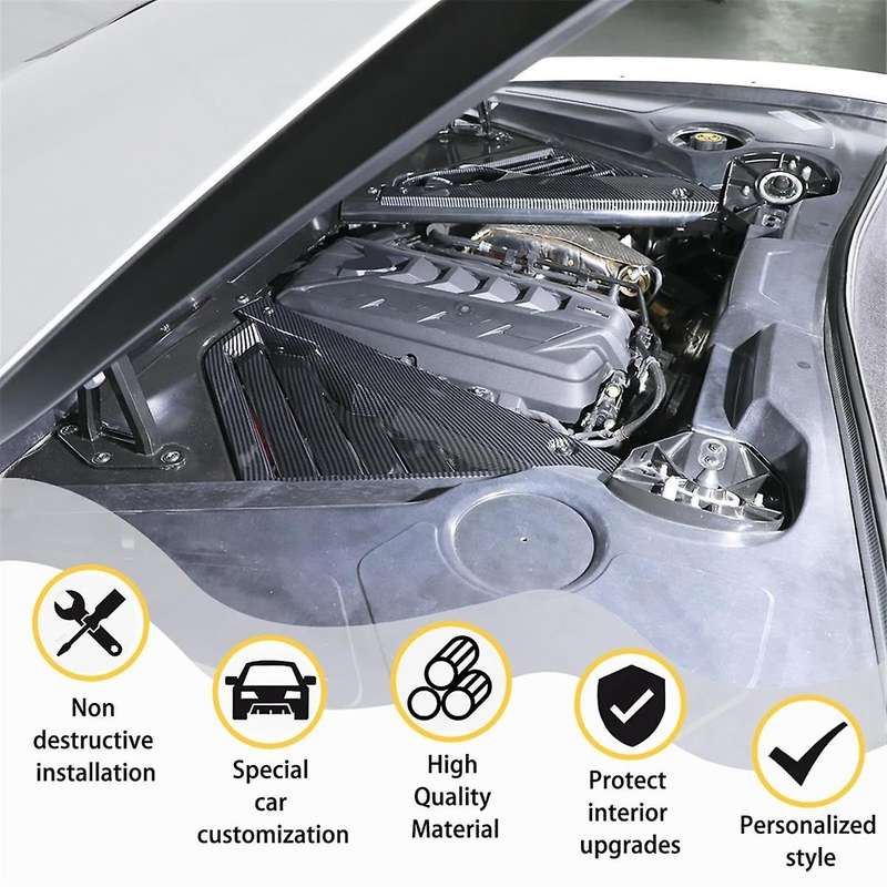 Engine Bay Panel Cover for C8 2020-2023 Rear Engine Case Cover Guards Accessories,Carbon Fiber