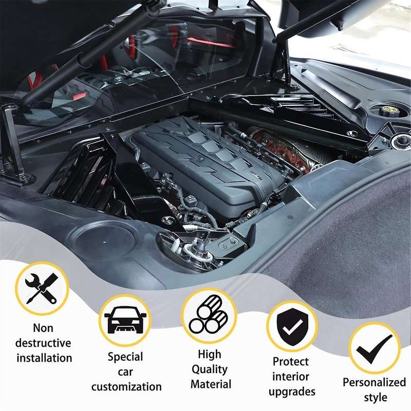 Engine Bay Panel Cover for C8 2020-2023 Rear Engine Case Cover Guards Accessories,Black