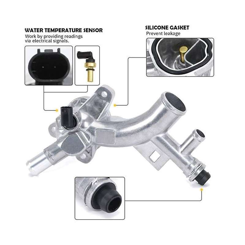 Engine Coolant Housing Water Outlet Aluminum with Hose for Cruze, , and 1.4l - 25193922, 13251447