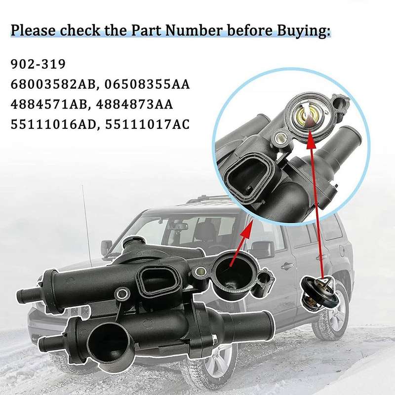 Engine Coolant Thermostat Housing 68003582AB for Compass Patriot 2.4L 2007-2017
