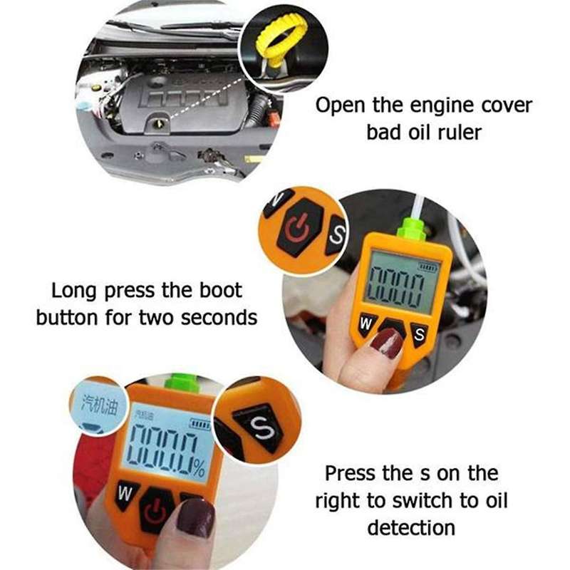Engine Oil Tester for Auto Check Oil Quality Detector with Led Display Gas Analyzer Car Testing Tool