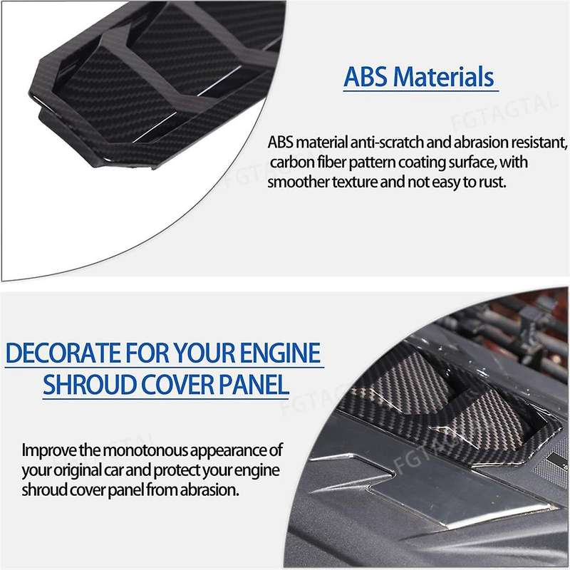 Engine Shroud Cover Panel Trims Cover for C8 2020-2024 Accessories ABS Carbon Fiber