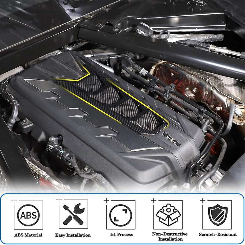 Engine Shroud Cover Panel Trims Cover for C8 2020-2024 Accessories ABS Carbon Fiber