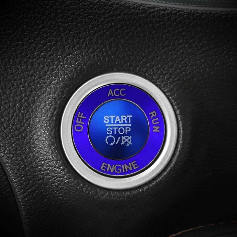 Engine Start Stop Button Knob Cover + Ring Trim Accessories for 2015-2020 Charger (Blue)