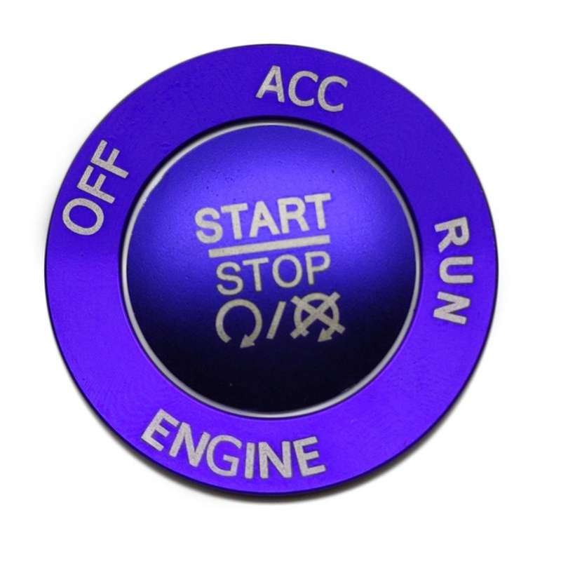 Engine Start Stop Button Knob Cover + Ring Trim Accessories for 2015-2020 Charger (Blue)