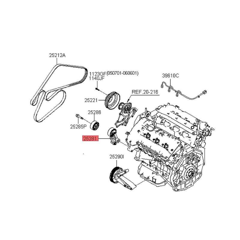 Engine Timing Belt Tensioner Pulley Assembly 25281-3c100 for Azera Veracruz 2006-2015