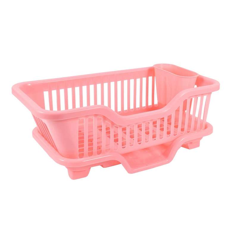 Environmental Plastic Kitchen Sink Dish Drainer Set Rack Washing Holder Basket Organizer Tray, 17.5