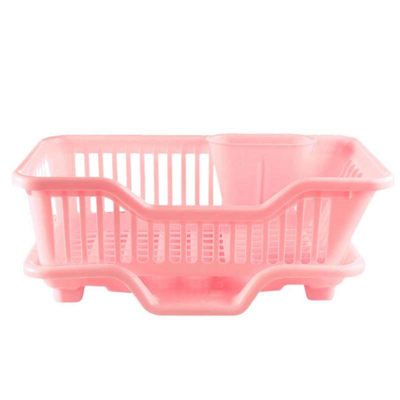 Environmental Plastic Kitchen Sink Dish Drainer Set Rack Washing Holder Basket Organizer Tray, 17.5