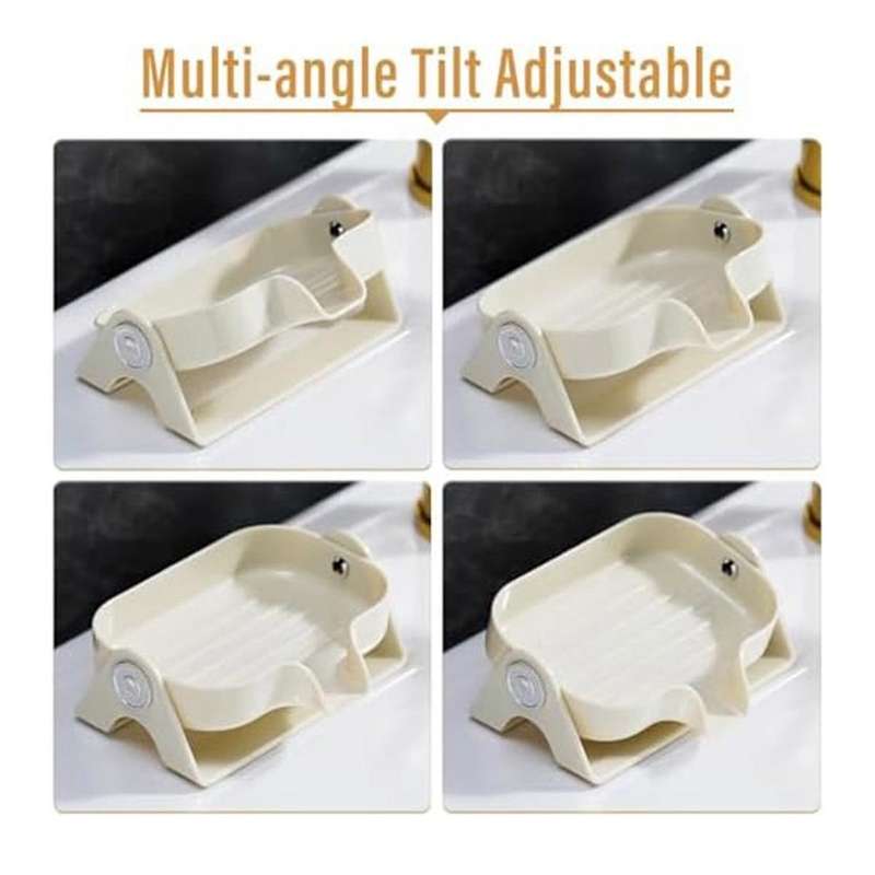 Enhanced Drainage Soap Dish, Adjustable Angle Soap Holder, Keep Soap Dry, Bar Soap Holder for Sink,