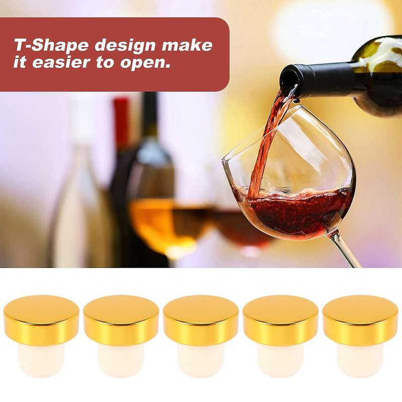 Environmentally Polymer T-shaped Stopper, Wine Cork Stopper, Wine Cork, 5 Pieces