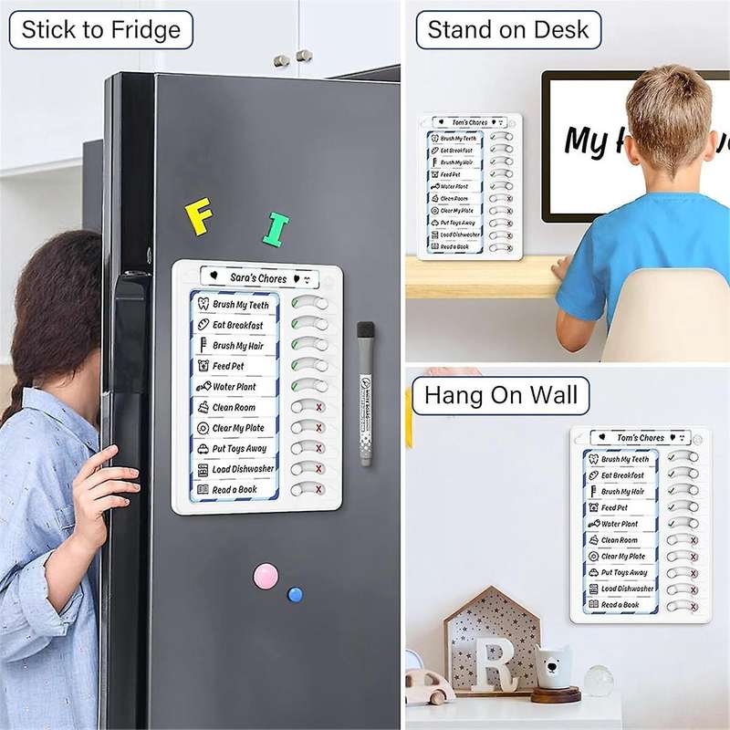 Erasable Chore Chart for Kids for Kids to Do List Routine Task Planning Board with Magnetic Stickers