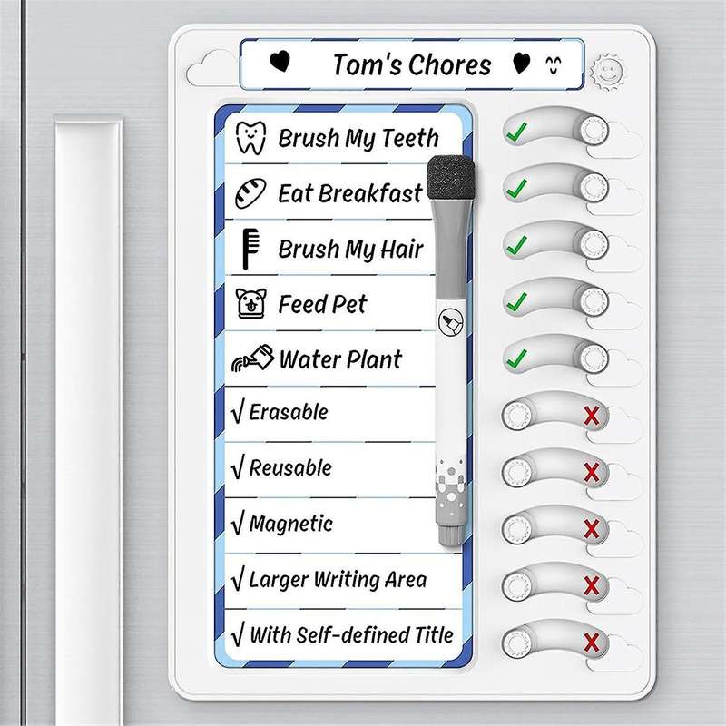 Erasable Chore Chart for Kids for Kids to Do List Routine Task Planning Board with Magnetic Stickers