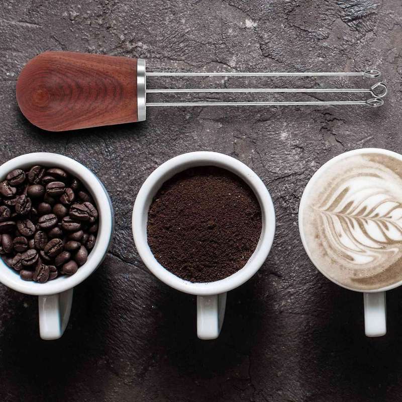 Espresso Coffee Stirrer, Hand Tamper Wood Handle Coffee Needle Distributor Coffee Tamper Leveler To