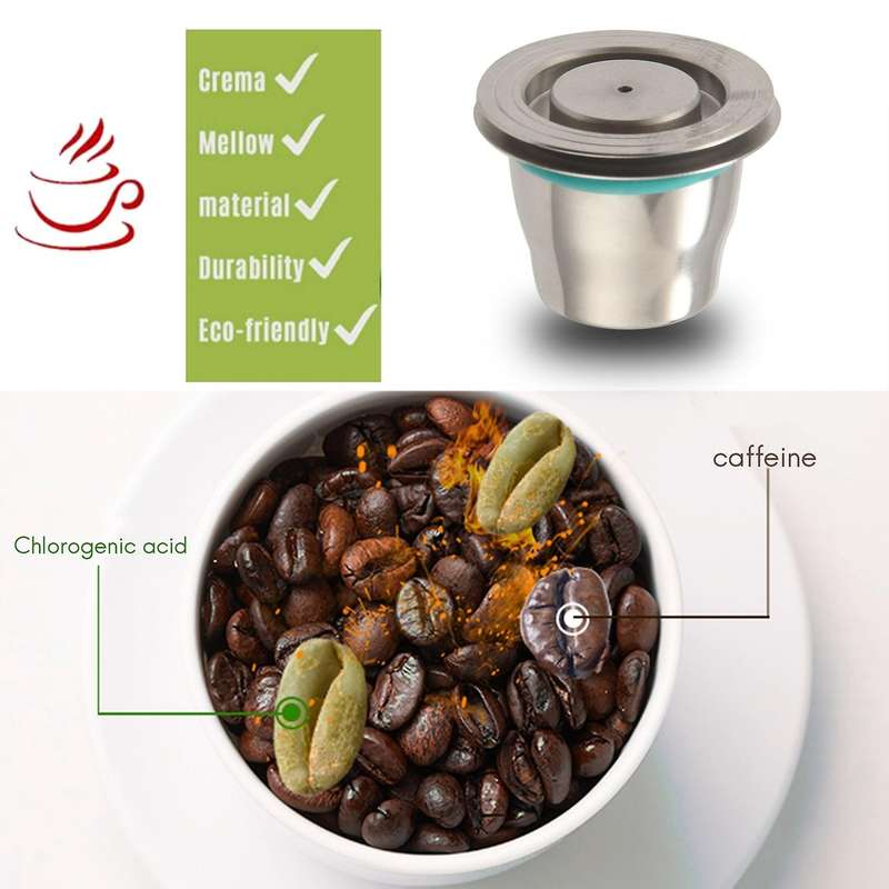 Espresso Refillable Capsules Reusable for Pod Espresso Coffee Pod Stainless Steel Capsules Compatib