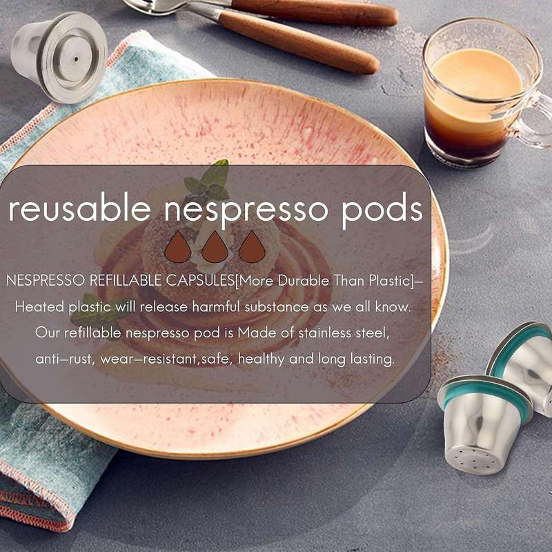 Espresso Refillable Capsules Reusable for Pod Espresso Coffee Pod Stainless Steel Capsules Compatib