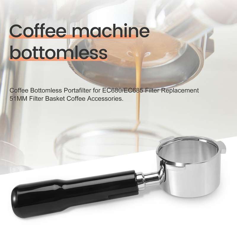 Espresso Portafilter 51mm for Delonghi Ec685 Ec680 Coffee Bottomless Portafilter with 51mm 2 Styles