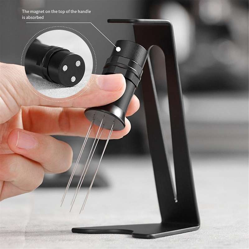 Espresso Needle Distributor - Magnetic Metal Stirrer Tool for Coffee - Black Coffee Distributor for