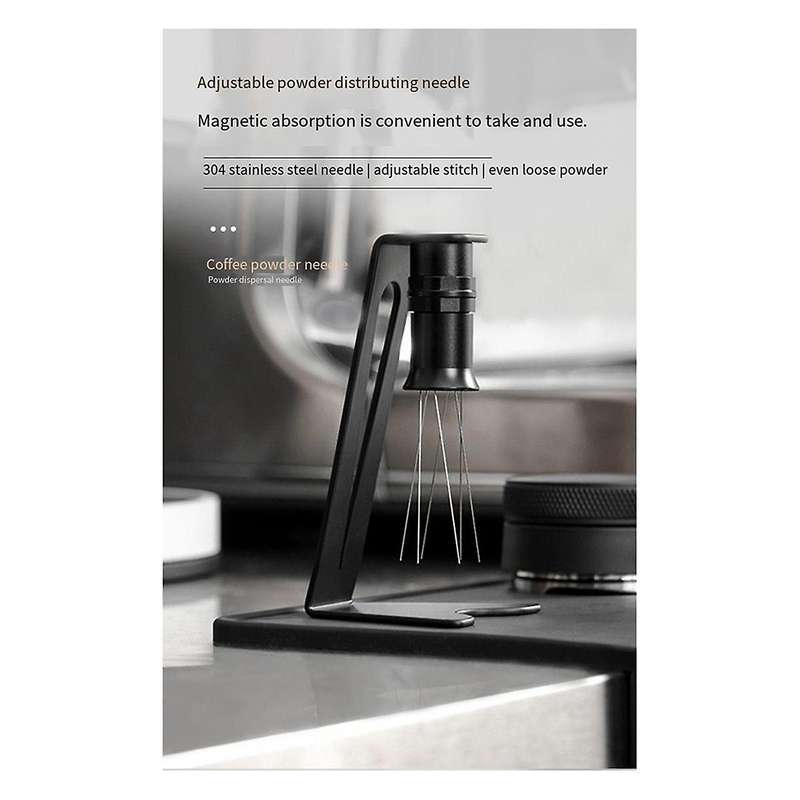 Espresso Needle Distributor - Magnetic Metal Stirrer Tool for Coffee - Black Coffee Distributor for