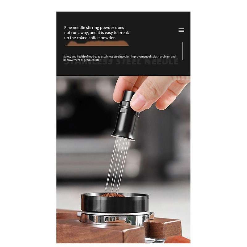 Espresso Needle Distributor - Magnetic Metal Stirrer Tool for Coffee - Black Coffee Distributor for