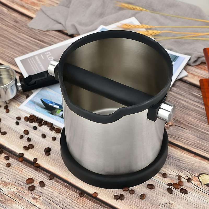 Espresso Knock Box Shock-Absorbing and Durable Barista Style Knock Box with Detachable Knock Bar and